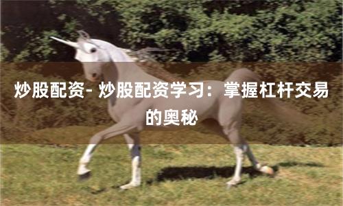 炒股配资- 炒股配资学习:掌握杠杆交易的奥秘